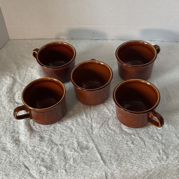 Vintage Brown Ceramic Coffee Mugs Set - Picture 1 of 3